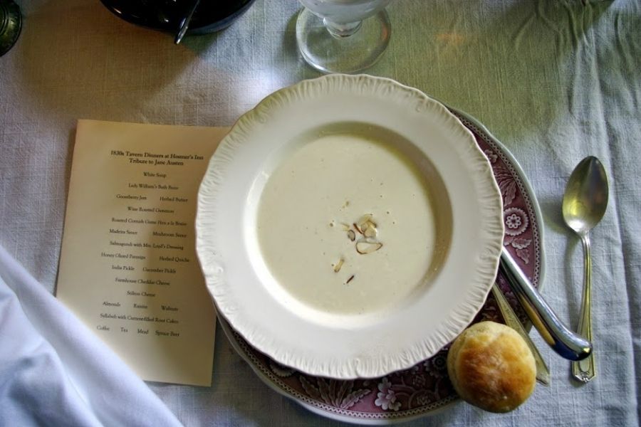 Bowl of Polly Alice's white soup.