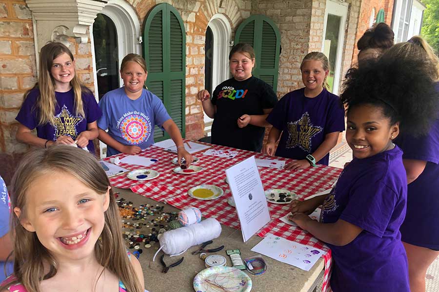 Girl Scouts enjoy hands-on activities on the South Porch